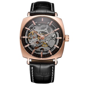 Montre automatique squelette de luxe pour homme Shanghai CHARM 3 ATM, étanche, en cuir véritable, mécanique, cadran carré - Product Image 5