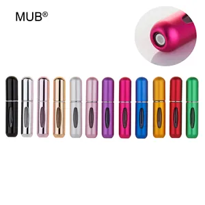 MUB-Mini atomizador de aluminio para Perfume, botellas rellenables para Perfume, tamaño de viaje, 5ml