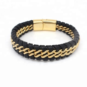 Nuovo Modello di <span class=keywords><strong>Bracciale</strong></span> da <span class=keywords><strong>Uomo</strong></span> Yudan Jewelry in Pelle <span class=keywords><strong>e</strong></span> Oro - Product Image 2