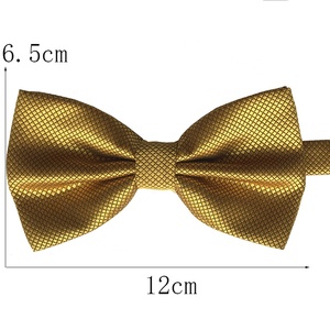 Venta al por mayor Color sólido Oro Ajustable Boda Pre-atado Padrino Pajaritas Camiseta Pajarita - Product Image 2