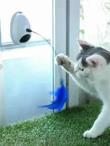 Jouet Laser interactif électronique rotatif pour chat, amovible, avec plumes, pour animal de compagnie, original,