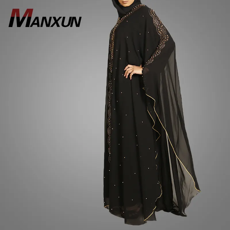 ホットセールローブイスラム教徒アバヤ女性長袖モスリンドレス着物イスラム教徒女性オープン着物アバヤ