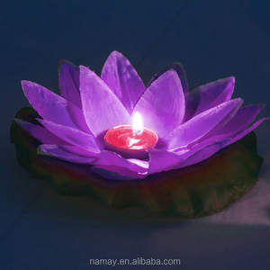 Mor çin isteyen yüzen ipek Lotus çiçeği su fenerler Tealight ile - Product Image 1