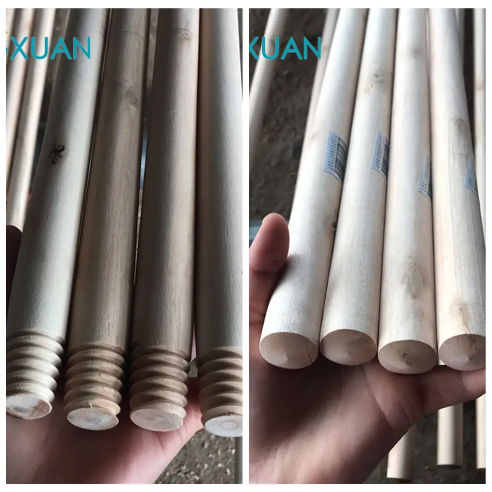 Wholesale Price Customized Size Wooden Broom Handle Stick Wood Broomstick Cleaning Floor Natural Wooden Mop Handle