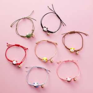 Regolabile Retrò Carino Fatto A Mano Tessuto Ceramica Braccialetto Fortunato Gatto <span class=keywords><strong>con</strong></span> Campana per le Ragazze - Product Image 5