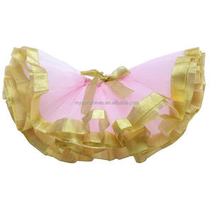 Tutú de Ballet hecho a mano para niñas, tutú de cinta dorada con volantes, para disfraces de fiesta - Product Image 1