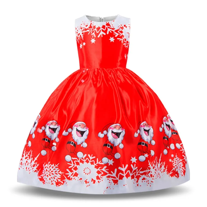 New Year Girl Christmas Dress Baby Winter Snowman Holiday Children Clothing Party Kids Santa Claus Costume Gift 4-9 years old