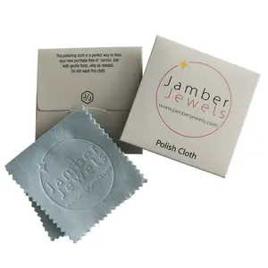 Professional microfiber paper envelope packed jewellery silver polishing cloth with embossed logo