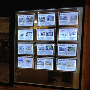 Borde transparente de doble cara colgante A4 rectángulo agente inmobiliario LED ventana pantalla caja de luz bajo consumo de energía Sydney - Product Image 2