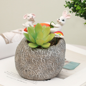 Roogo Jardinière Minimaliste et Mignonne en Résine pour <span class=keywords><strong>Jardin</strong></span> Féerique, Motifs Lapin, Hérisson, Grenouille, Abeille, Artisanat Écologique et Durable - Product Image 2
