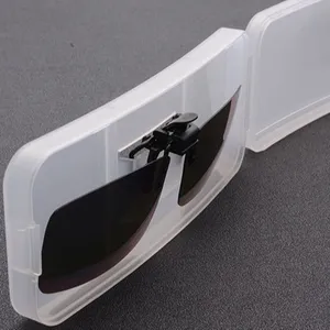 thin flat small transparent PC case box covers for glasses eyewear sunglasses clip on clips