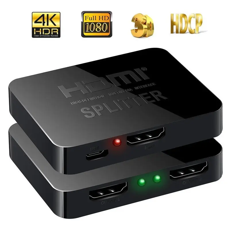 HDCP 4K 2160p mini HDMI ספליטר 1 ב 2 מתוך מלא HD 1080p HDMI ספליטר 1X2 2 יציאת רכזת מהדר מגבר v1.4 3D