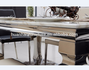 Moderno Acero inoxidable corte personalizado mesa de mármol mesa de comedor y 6 sillas - Product Image 6