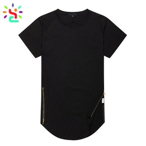 Camiseta al por Mayor con Cierre Lateral Extendido, Camiseta Lisa de Hip Hop, Camiseta Lisa 100% Algodón para Hombre - Product Image 5