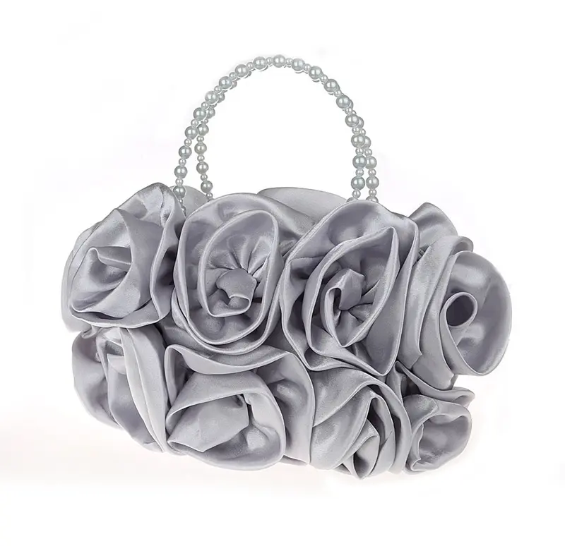スポット卸売サテンイブニングブライダルチャイナドレスキュートで良い花ローズ画像バッグ