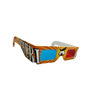 Lunettes en papier bleu rouge pour salle de cinéma 3D, impression personnalisée, en carton, cadeau multifonctionnel, verres Anaglyph, livraison gratuite