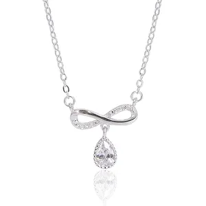 Zhilian 925 Sterling Zilveren Infinity Boog Ketting Vergulde Steen Moissanite Ketting Hanger Voor Dames