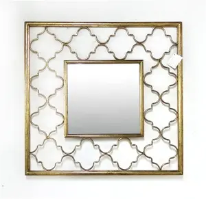 Cermin Persegi Pasang Dinding Emas Logam Antik untuk Dekorasi