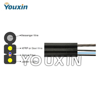 Cable de Fibra Óptica Plano de 2 a 4 Hilos para Interiores y Exteriores con Alambre de Acero para Telecomunicaciones de Banda Ancha FTTH