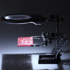 Giúp tay tự làm LED kính lúp bàn kính cầm tay kính lúp kép với Hàn PCB phụ trợ Clip vật liệu thép - Product Image 5