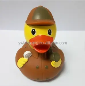 Promotional detective rubber duck toy large plastic bath duck for sale