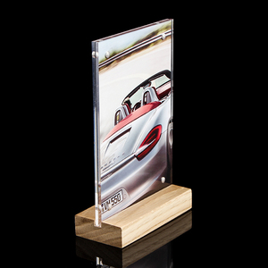 Acrilico trasparente Talker A6 Supporto Del Menu Top Supporto Acrilico e <span class=keywords><strong>Base</strong></span> In Legno Contatore top Da Tavolo in Acrilico Tenda - Product Image 2