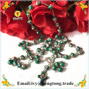 2016 Venta al por mayor Rosario, 8mm perlas cloisonne del collar del rosario, de la cadena de rosario católico con la cruz - Product Image 2