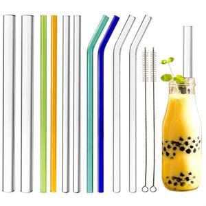 8mm Bent Borosilicate Glass Straw Reusable Eco-Friendly <strong>Drinkware</strong> <strong>Accessory</strong> in Clear or Colorful Options - Product Image 1