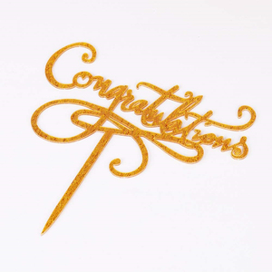 Acrílico Glitter oro felicitaciones de la torta de la graduación fiesta decoración de la boda suministros - Product Image 3