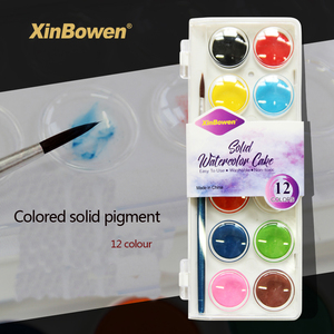Xin Bowen 12 couleurs lumineuses non toxiques <span class=keywords><strong>aquarelle</strong></span> peinture gâteau <span class=keywords><strong>débutant</strong></span> étudiants solide eau couleur ensembles de peinture - Product Image 2