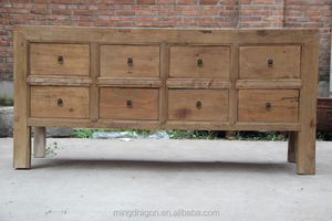 โบราณคลาสสิกธรรมชาติรีเคลมไม้เนื้อแข็งธรรมชาติลิ้นชักตู้ตู้ Sideboard