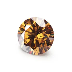 Made in China ronde dark champagne moissanite mooie stenen voor zilveren ring