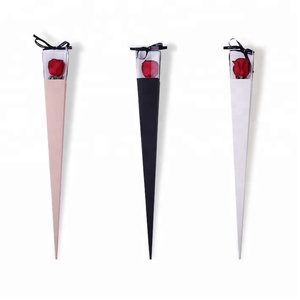 Hot Selling 7.5cm 63 Cm Long Paper Flower Box Cone Single Long Stem Roses Packaging Box