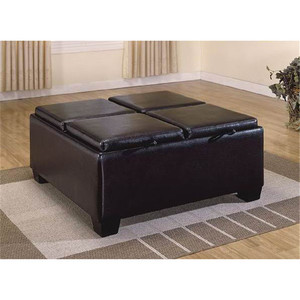 Calidad y cantidad asegurada cuadrado grande de gran tamaño de cuero marrón suave Otomano - Product Image 2