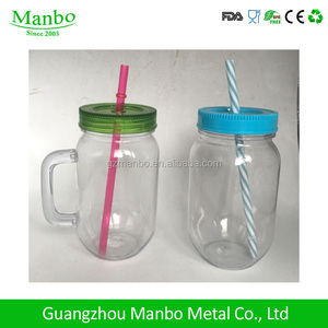 Nhà Máy Tùy Chỉnh Bóng BPA Free Nhựa <span class=keywords><strong>Mason</strong></span> Jar Với Xử Lý Và Nắp Đậy - Product Image 3