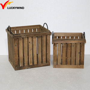 Customized 3 Pieces Nature Finish Distressed Vintage <strong>Apple</strong> Pine Wood Vegetable <strong>Crates</strong> <strong>for</strong> <strong>Sale</strong> With Metal Handle - Product Image 5