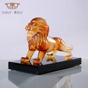 Figurine de Lion en verre cristal, art créatif, Statue d'animaux sauvages, décoration de maison - Product Image 4