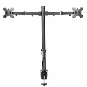 Economic Ergonomic Steel Dual Desk Monitor Stand Mount for LCD LED Computer Displays Two Articulating Arms Clamp Vesa Hole