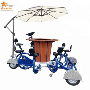 Three wheel 7 person surrey Conference bike with roof and baby seat