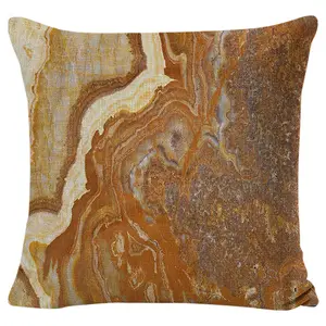 Marble Cushion Cover Unique Earthen Toned Mother Earth Elegance Natural Travertine Display Cinnamon Earth Yellow Pillow Case