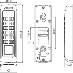 Clavier d'accès numérique étanche IP54 en alliage de zinc avec alimentation CC 12V pour contrôle d'accès, produit à montage en moulure - Product Image 3