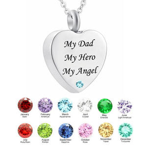 Colgante de collar de urna conmemorativa de cremación de acero inoxidable, cenizas conmemorativas en forma de corazón chapadas en plata para mi padre, mi héroe - Product Image 2