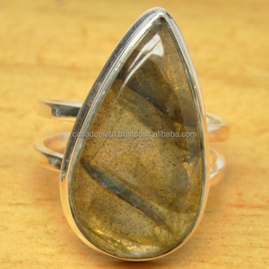 Pear Cut Labradorite Gemstone <b>925</b> <b>Sterling</b> <b>Silver</b> <b>Ring</b> Classic Fashionable <b>Ring</b> for Wedding Anniversary Gift OR Party For Unisex - Product Image 1