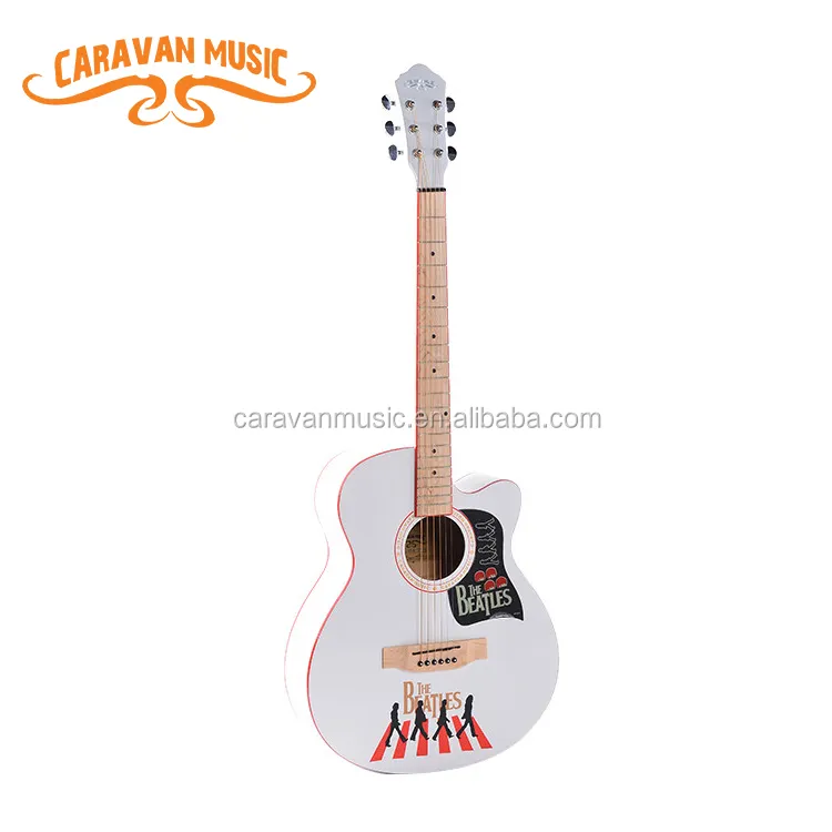 Guitarra acústica española, blanca, personalizada, directa de fábrica, a la venta