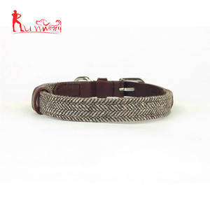 Collar para perro de piel marrón y Tweed - Product Image 2