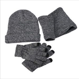 Vente de charme 2023 tricot <span class=keywords><strong>bonnet</strong></span> chapeau écharpe gants trois pièces ensemble d'hiver - Product Image 6