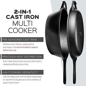 Batterie de cuisine <span class=keywords><strong>en</strong></span> <span class=keywords><strong>fonte</strong></span> robuste, 3.2 acier, couvercle de four et sauteuse - Product Image 5
