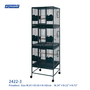 Durable Large Triple Stacker Parrot Bird Cage Wire Breeding Bird Cage With Stand 2422-3