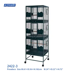 Duurzaam Grote Triple Stacker Papegaai Vogelkooi Draad Fokken Vogelkooi Met Stand 2422-3