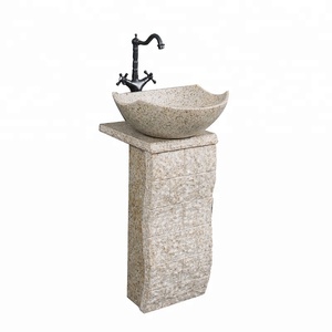 Gran <span class=keywords><strong>oferta</strong></span> de lavabo de granito con pedestal de piedra negra natural a la venta - Product Image 2